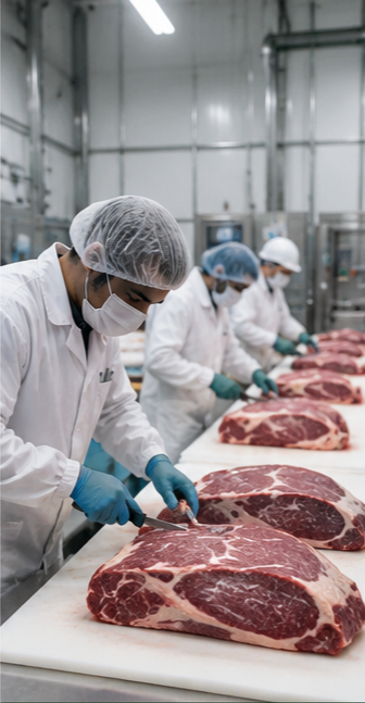 Cutting and trimming of export-grade beef cuts