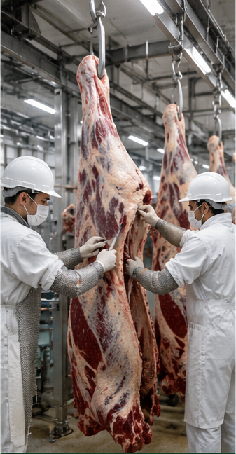 Halal slaughtering and dressing process
